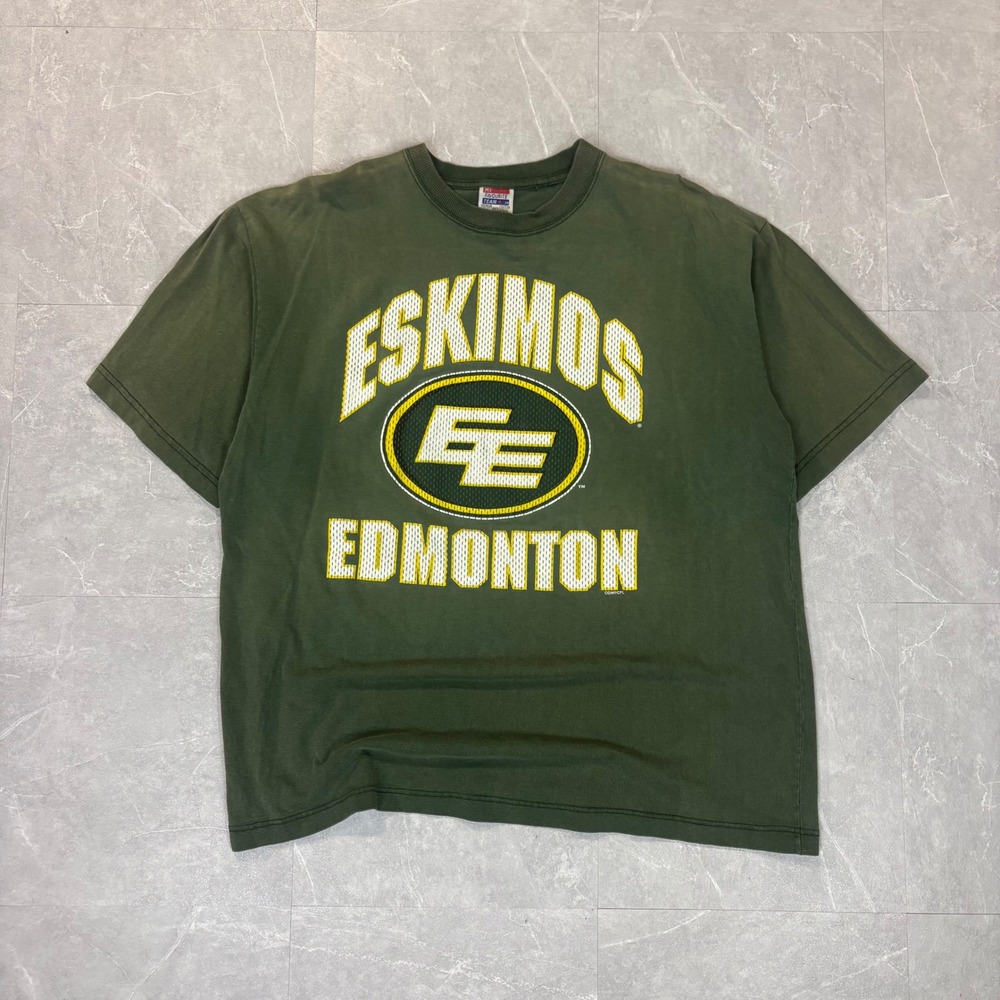 Vintage Edmonton Eskimos CFL T-Shirt Mens XL Green My Favourite Team Cotton